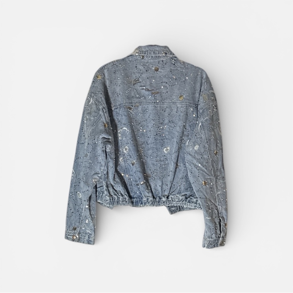 Women's Pol Light Blue Sequin Embellished Jean Jacket L - Picture 4 of 7